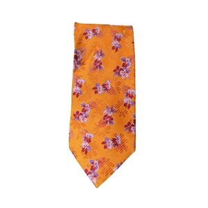 Ermenegildo Zegna Silk Floral Tie Orange Purple Mens‎ XL Necktie Designer